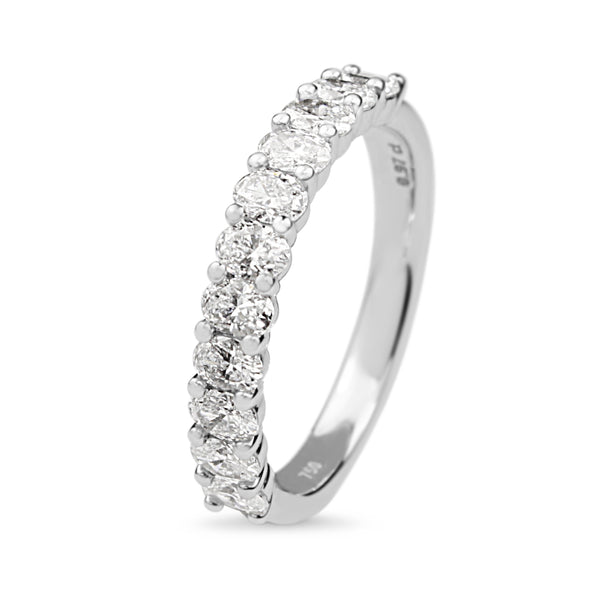 18ct White Gold Oval Diamond Band Ring