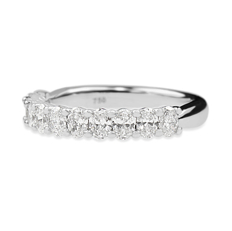 18ct White Gold Oval Diamond Band Ring