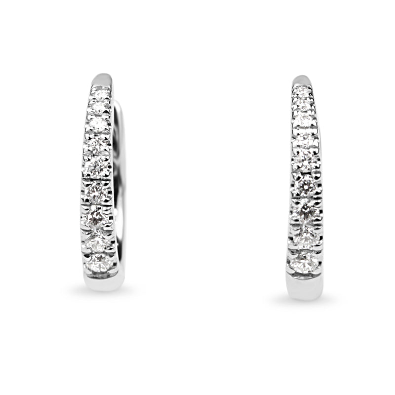 9ct White Gold Graduated Diamond Hoop Earrings