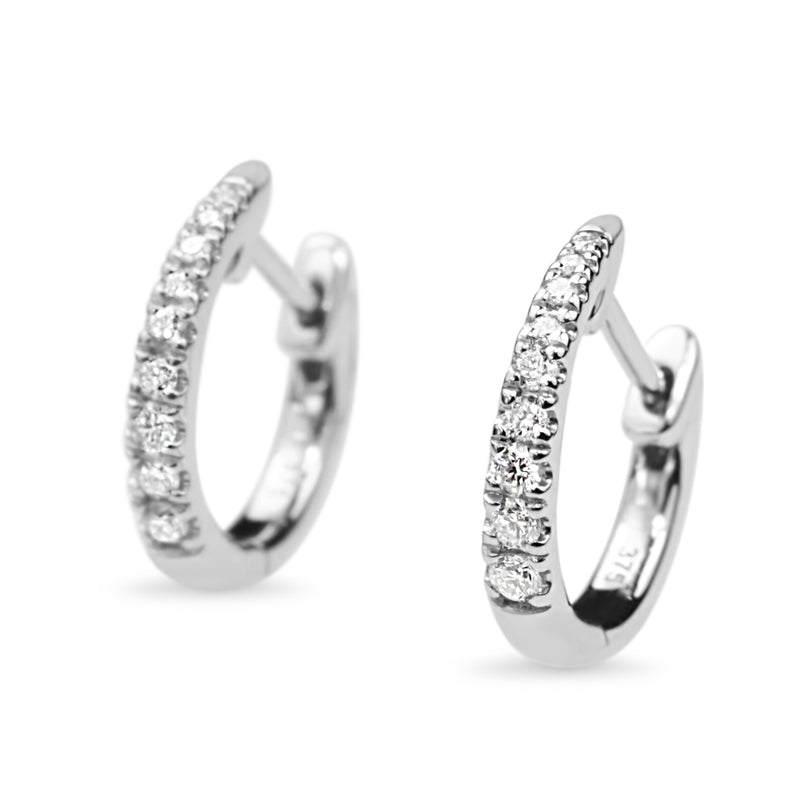 9ct White Gold Graduated Diamond Hoop Earrings