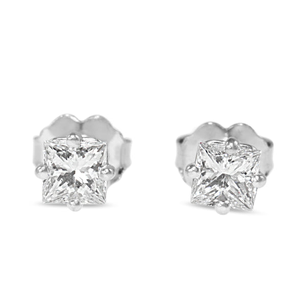 14ct White Gold Princess Cut Diamond Stud Earrings
