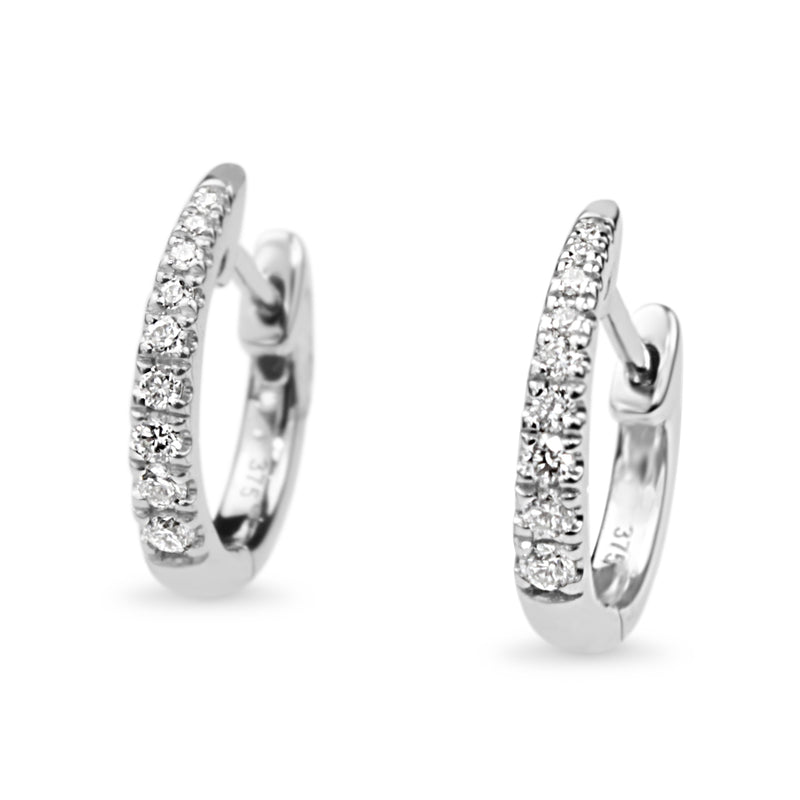 9ct White Gold Graduated Diamond Hoop Earrings