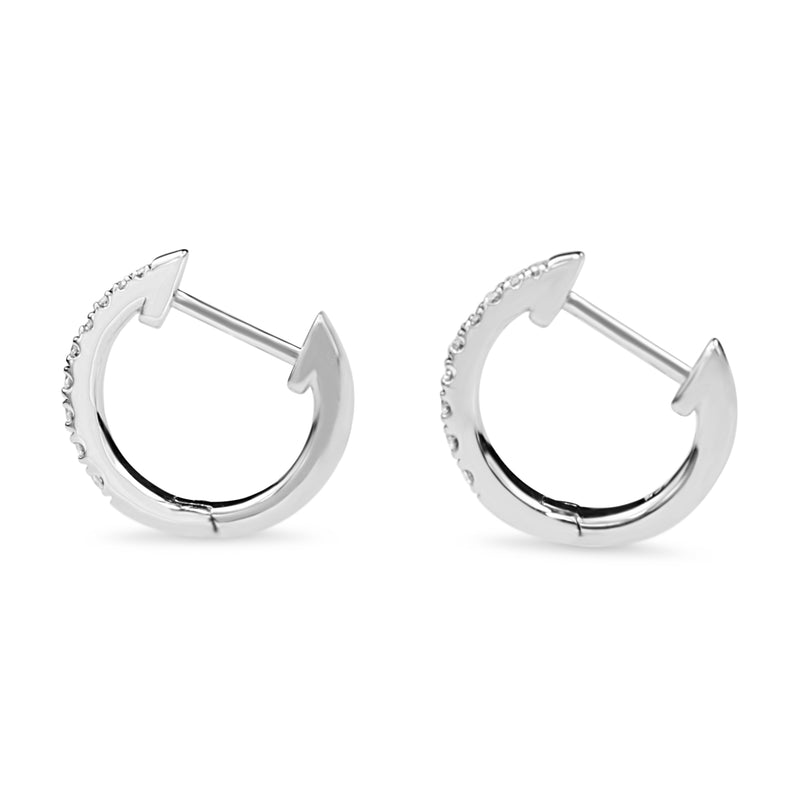 9ct White Gold Graduated Diamond Hoop Earrings