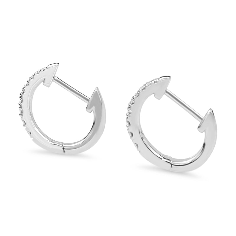 9ct White Gold Graduated Diamond Hoop Earrings