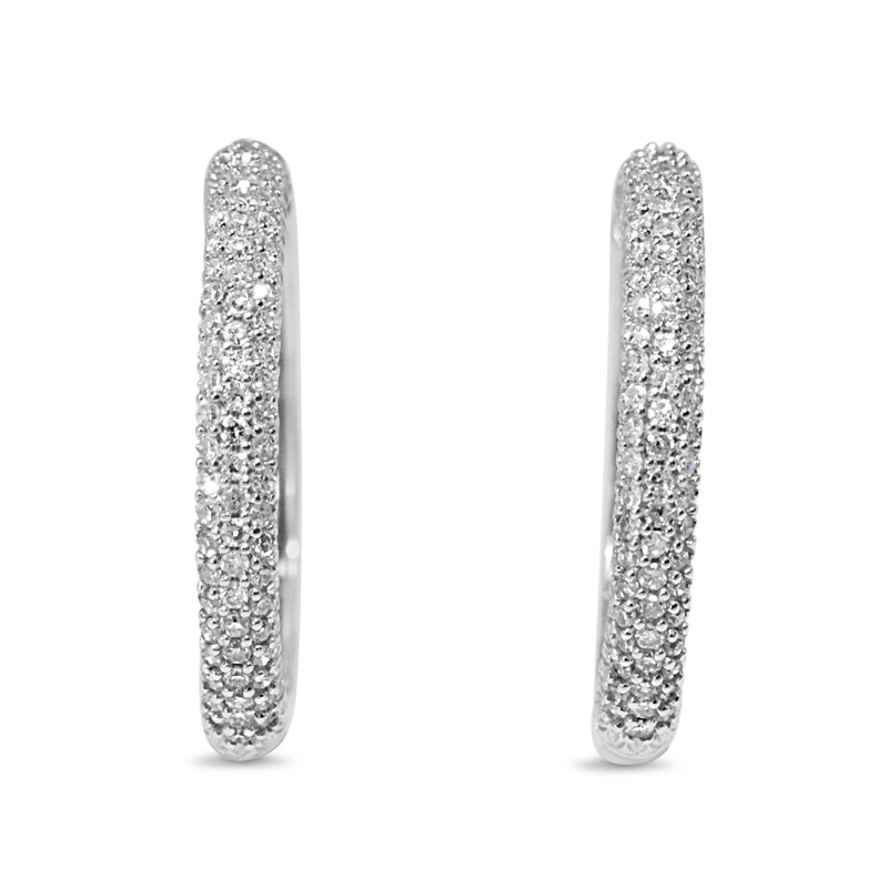 14ct White Gold Diamond Pavé Hoop Earrings