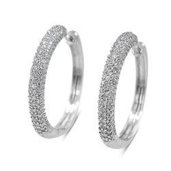 14ct White Gold Diamond Pavé Hoop Earrings