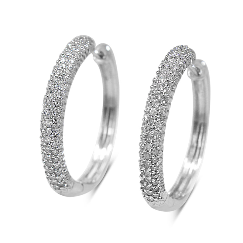 14ct White Gold Diamond Pavé Hoop Earrings