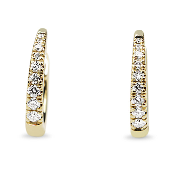 9ct Yellow Gold Graduated Diamond Hoop Earrings