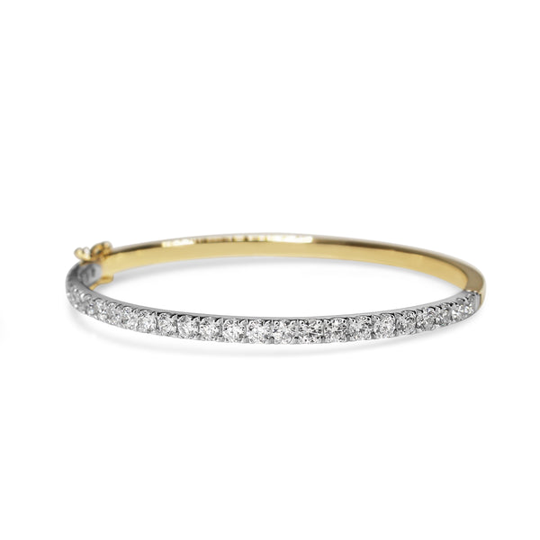 9ct Yellow and White Gold 3.05ct Hinged Diamond Bangle