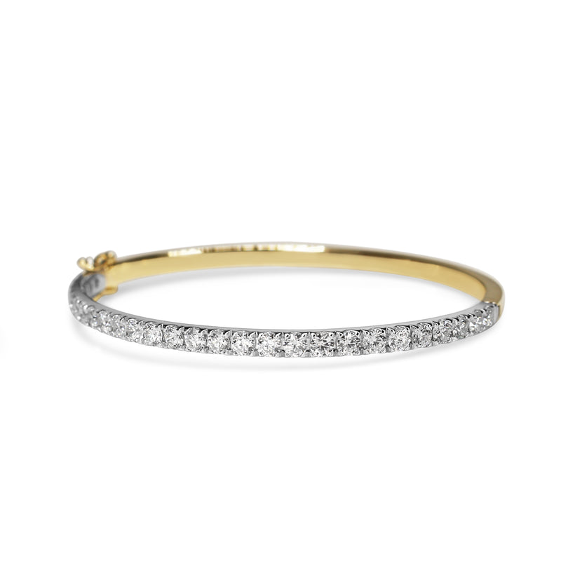 9ct Yellow and White Gold 3.05ct Hinged Diamond Bangle