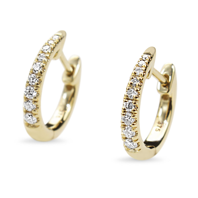 9ct Yellow Gold Graduated Diamond Hoop Earrings