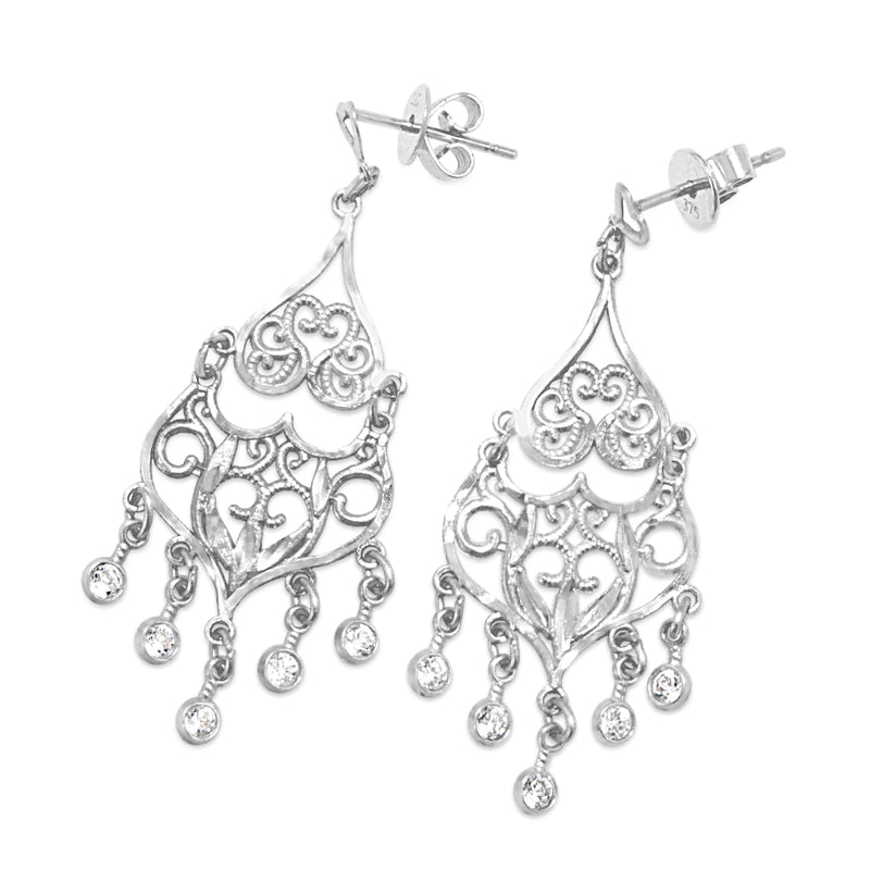 14ct White Gold Diamond Drop Chandelier Earrings