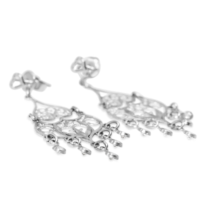 14ct White Gold Diamond Drop Chandelier Earrings