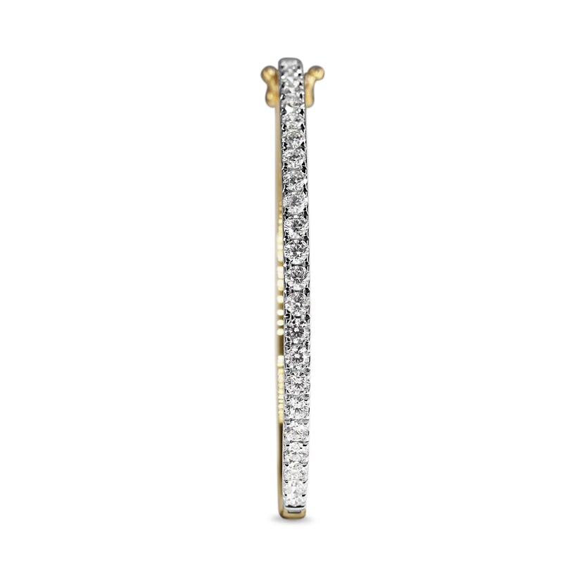 9ct Yellow and White Gold 3.05ct Hinged Diamond Bangle