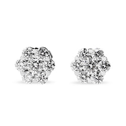 9ct White Gold Diamond Cluster Halo Stud Earrings