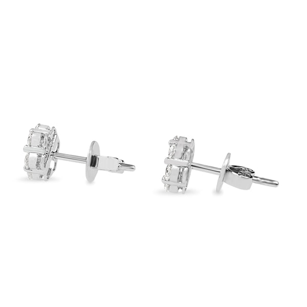 9ct White Gold Diamond Cluster Halo Stud Earrings
