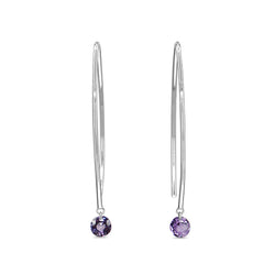 9ct White Gold Open Hoop Floating Purple Sapphire Earrings