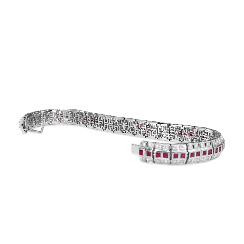 Platinum Ruby and Diamond Bracelet