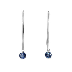 9ct White Gold Open Hoop Floating Sapphire Earrings