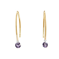 9ct Yellow Gold Open Hoop Floating Purple Sapphire Earrings