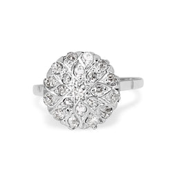 18ct White Gold Antique Diamond Cluster Ring