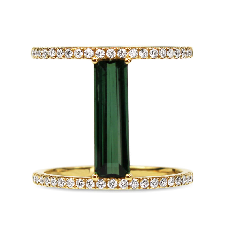 18ct Yellow Gold Tourmaline and Diamond Cocktail Ring