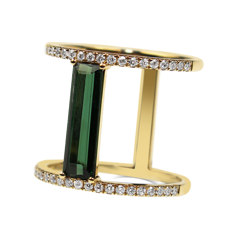 18ct Yellow Gold Tourmaline and Diamond Cocktail Ring