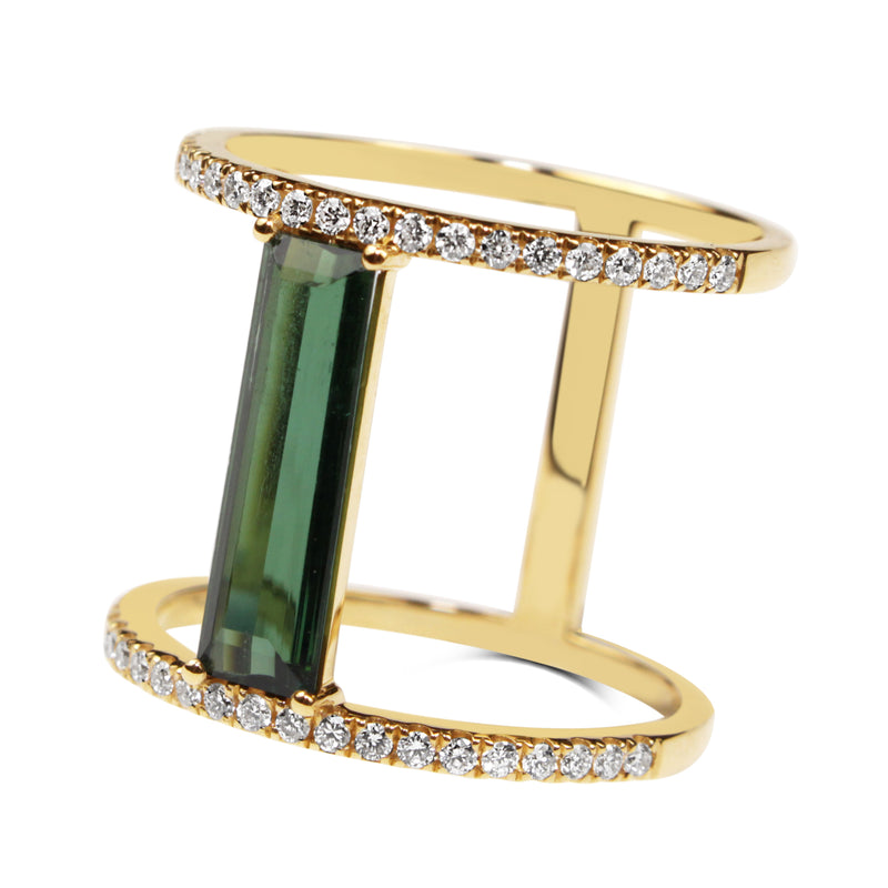 18ct Yellow Gold Tourmaline and Diamond Cocktail Ring