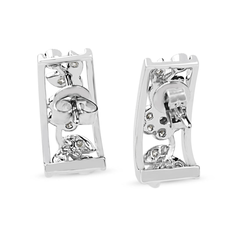 9CT White Gold Diamond Floral Drop Earrings