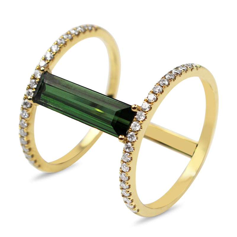 18ct Yellow Gold Tourmaline and Diamond Cocktail Ring