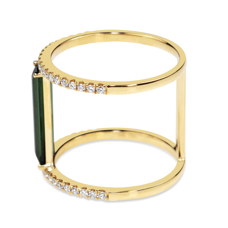 18ct Yellow Gold Tourmaline and Diamond Cocktail Ring