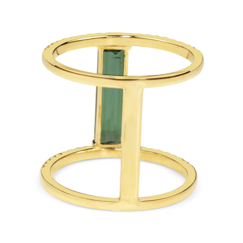 18ct Yellow Gold Tourmaline and Diamond Cocktail Ring