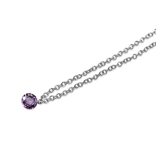 9ct White Gold Purple Sapphire Fine Necklace