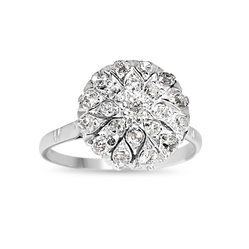 18ct White Gold Antique Diamond Cluster Ring