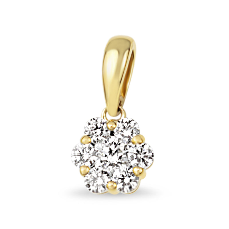 9ct Yellow Gold Diamond Cluster Daisy Pendant