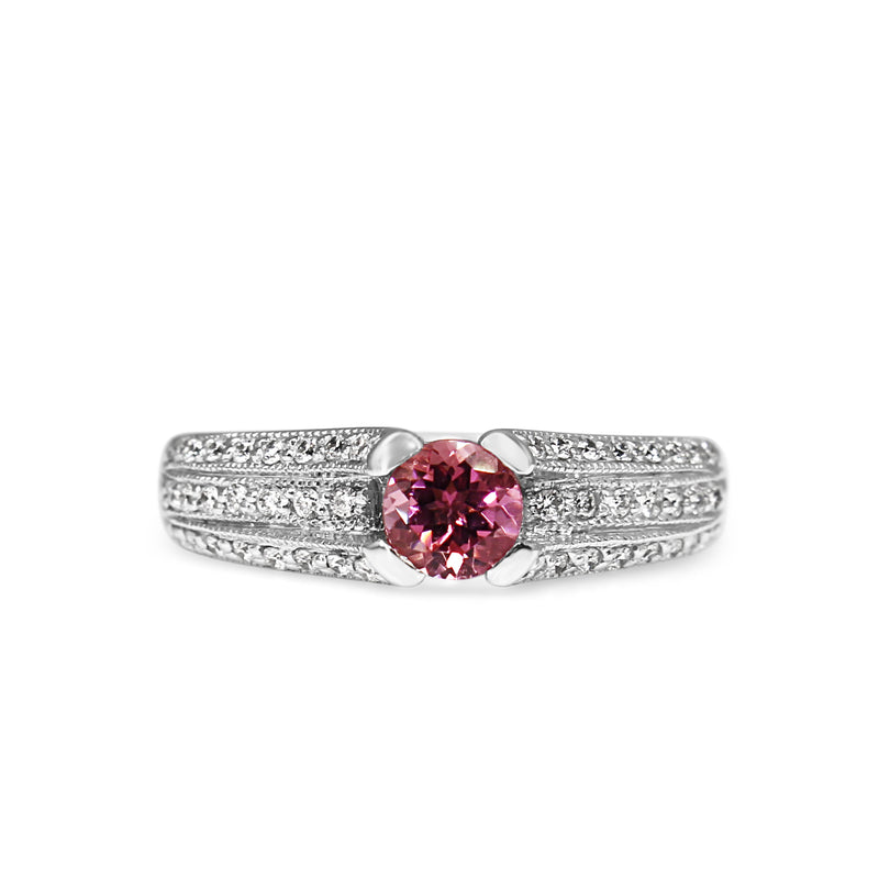 18ct White Gold Pink Tourmaline and Diamond Ring