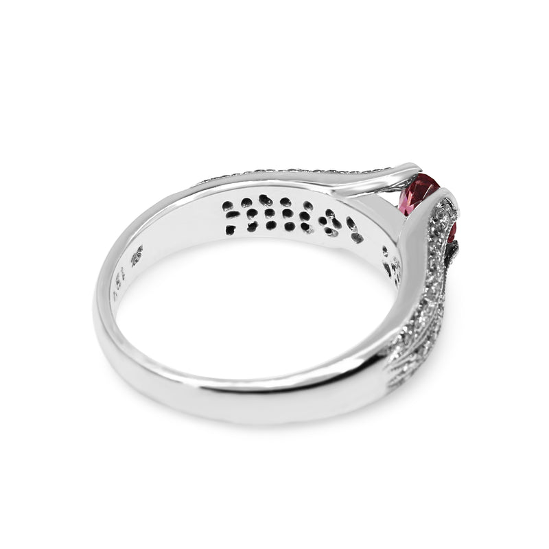 18ct White Gold Pink Tourmaline and Diamond Ring