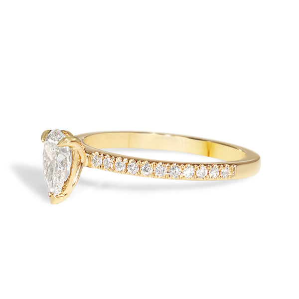 18ct Yellow Gold Pear Solitaire Diamond Ring