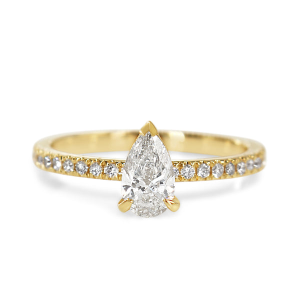 18ct Yellow Gold Pear Solitaire Diamond Ring