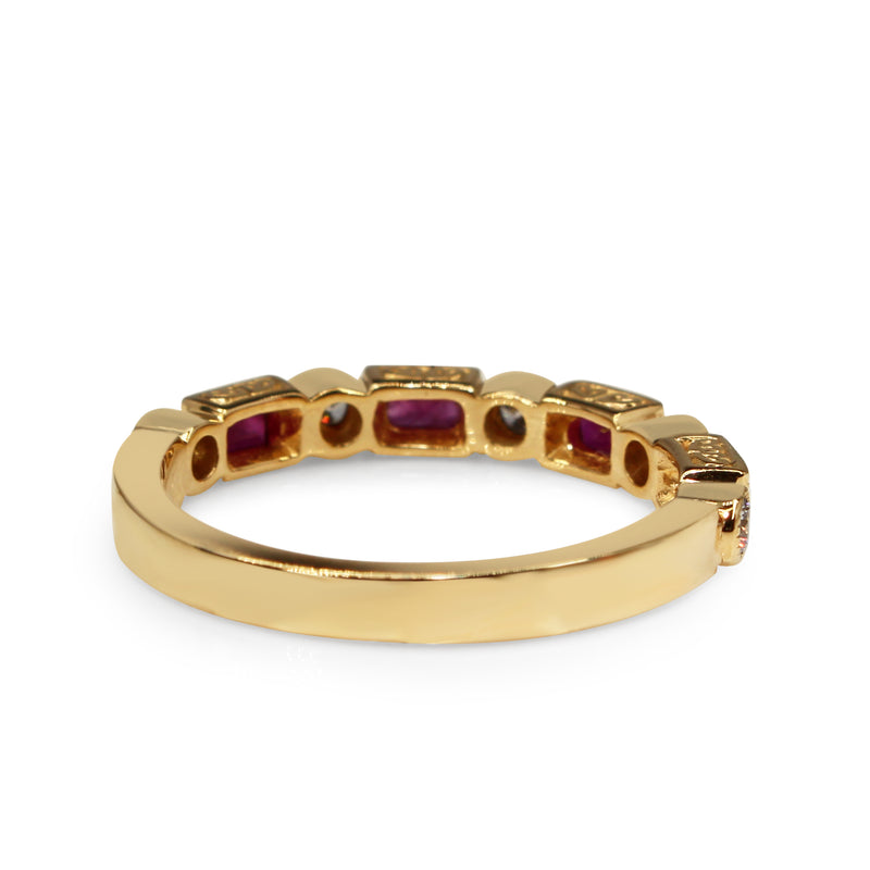 9ct Yellow Gold Ruby and Diamond Deco Style Band Ring