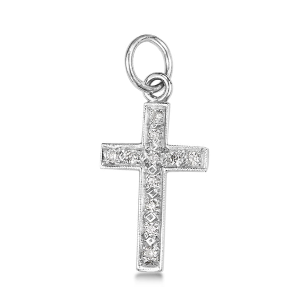 18ct White Gold Diamond Cross Pendant