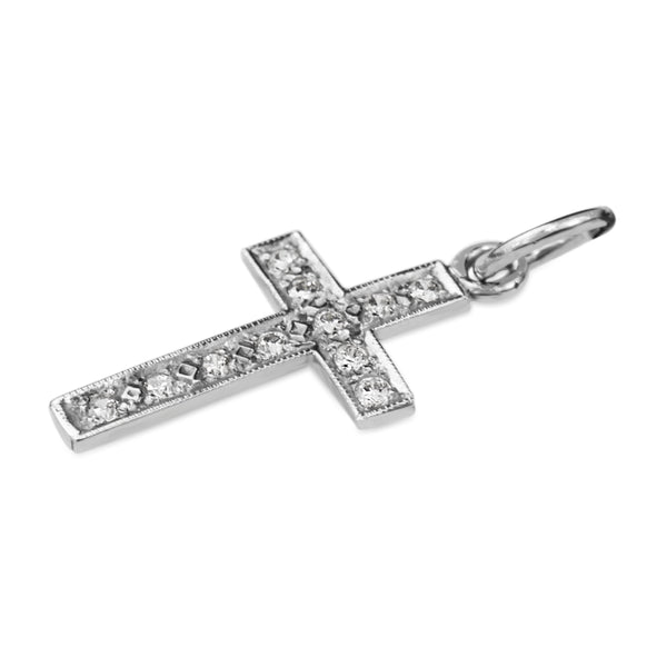 18ct White Gold Diamond Cross Pendant