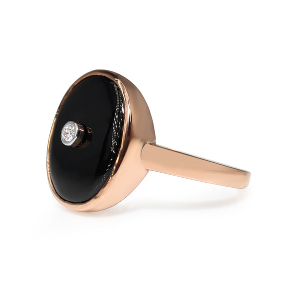 9ct Rose Gold Onyx and Diamond Ring