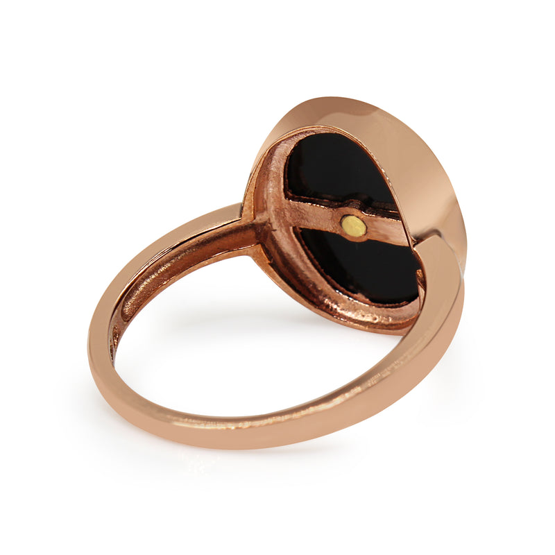 9ct Rose Gold Onyx and Diamond Ring