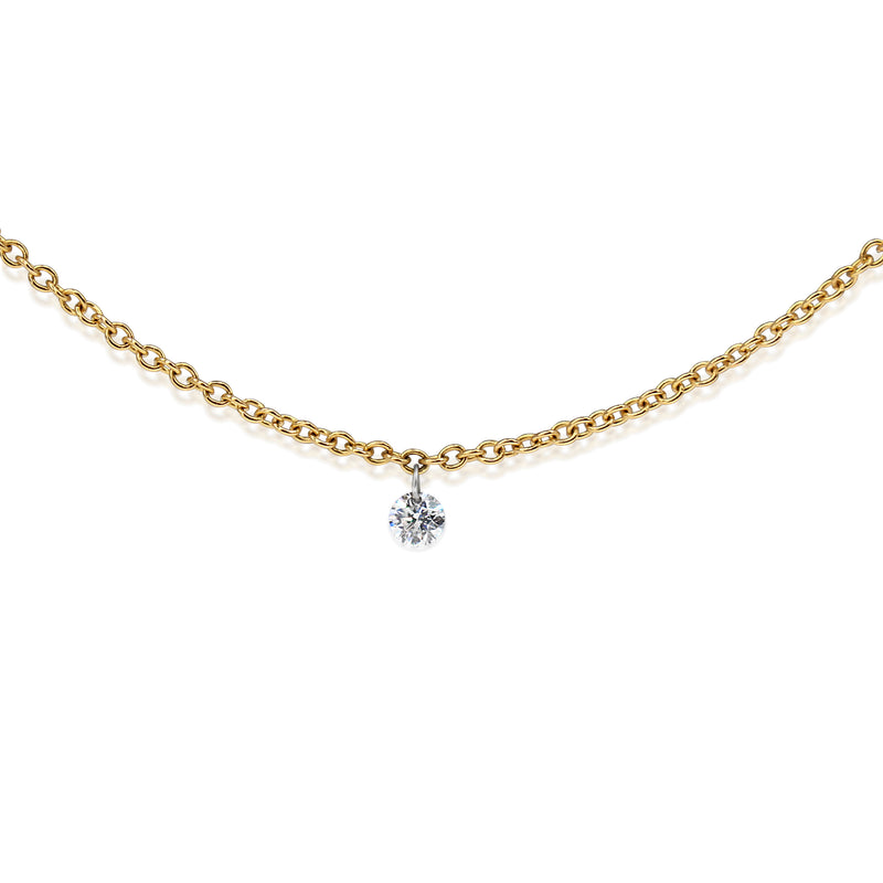 9ct Yellow Gold Fine Solitaire Diamond Necklace