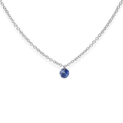 9ct White Gold Fine Solitaire Sapphire Necklace