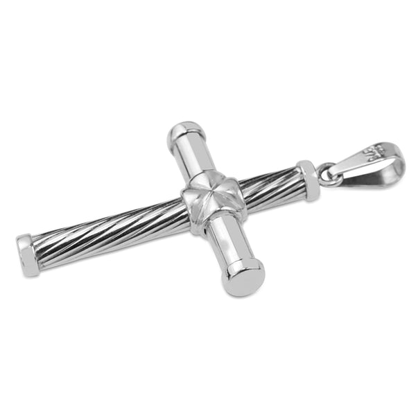 9ct White Gold Twisted Cross Pendant