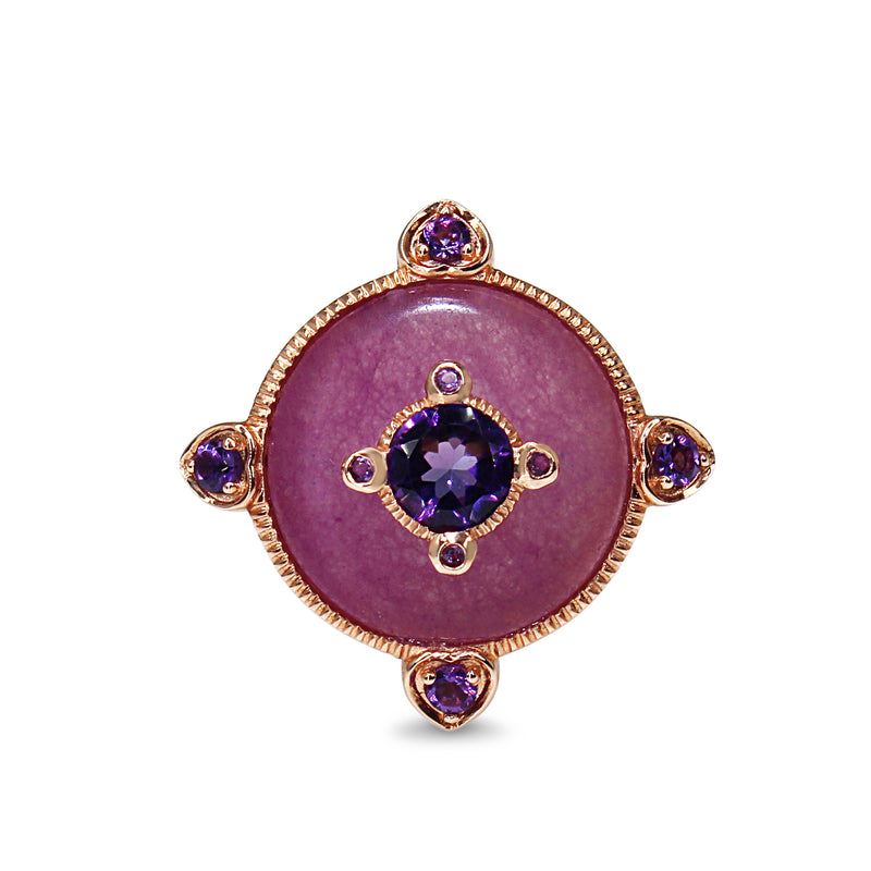 9ct Rose Gold Lilac Jade and Amethyst Ring