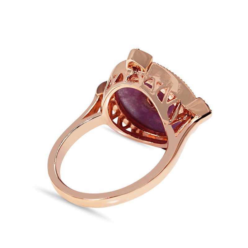 9ct Rose Gold Lilac Jade and Amethyst Ring
