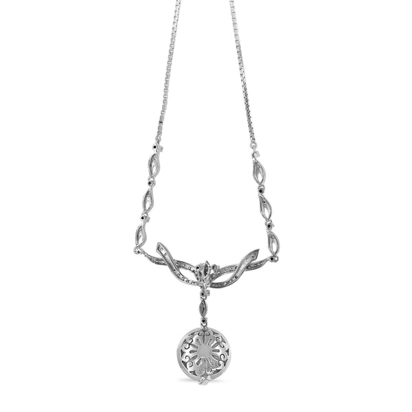 Palladium Vintage Mabe Pearl and Diamond Necklace